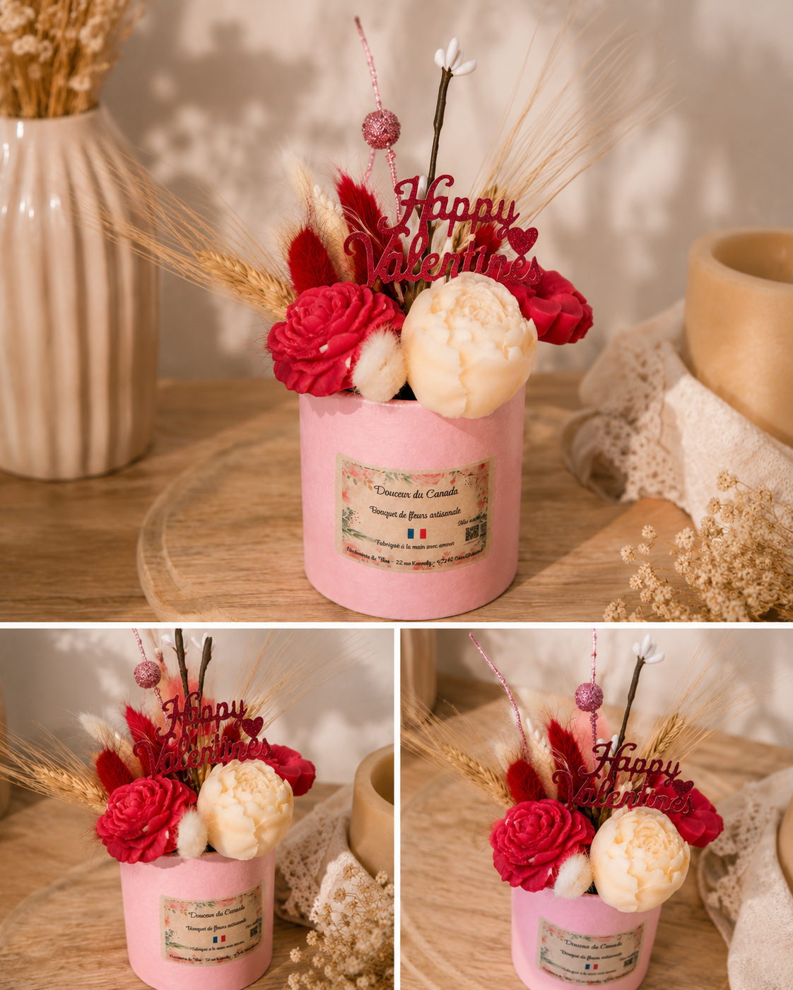 ✨ Mini bouquet de fleurs parfumées en cire d’olive – Cadeau artisanal personnalisé