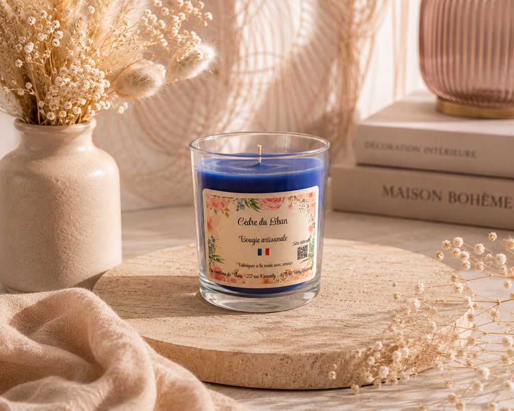 Bougie parfumée artisanale Cèdre du Liban - 150g – Cire d’olive & Parfums de Grasse