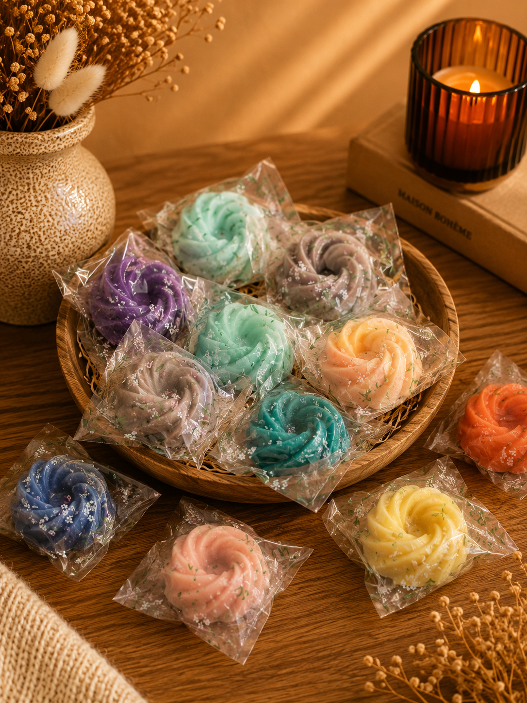 Fondants parfumés artisanaux spirale -  – Cire d’olive & Parfums de Grasse