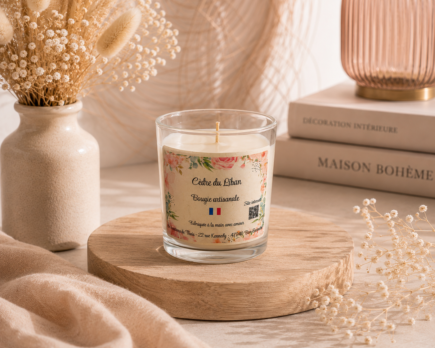 Bougie parfumée artisanale Cèdre du Liban - 70g – Cire d’olive & Parfums de Grasse