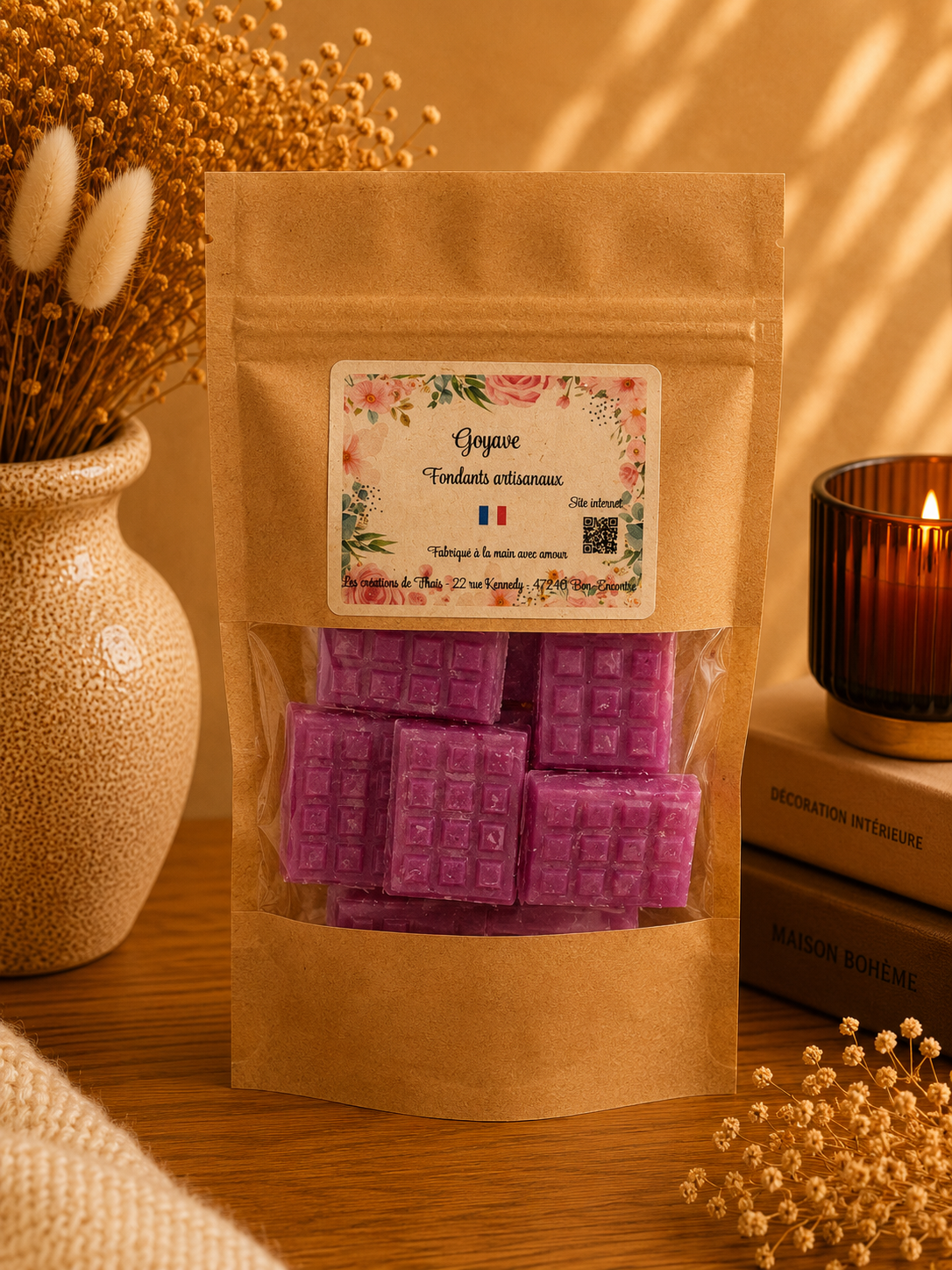 Fondants parfumés artisanaux tablette de chocolat - Goyave  – Cire d’olive & Parfums de Grasse