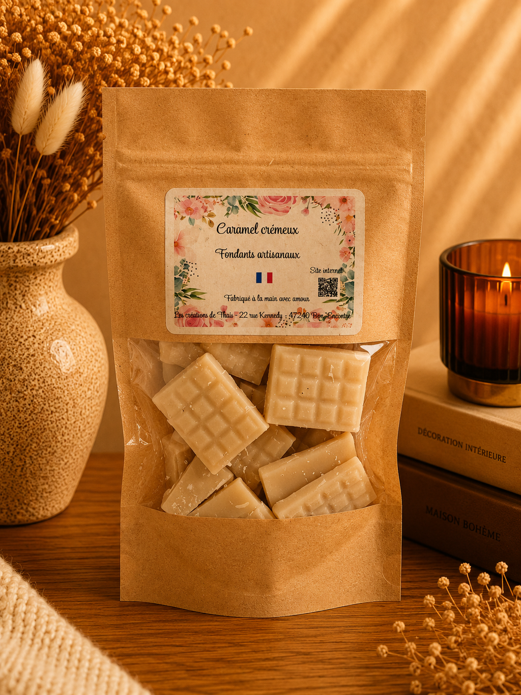 Fondants parfumés artisanaux tablette de chocolat – Cire d’olive & Parfums de Grasse