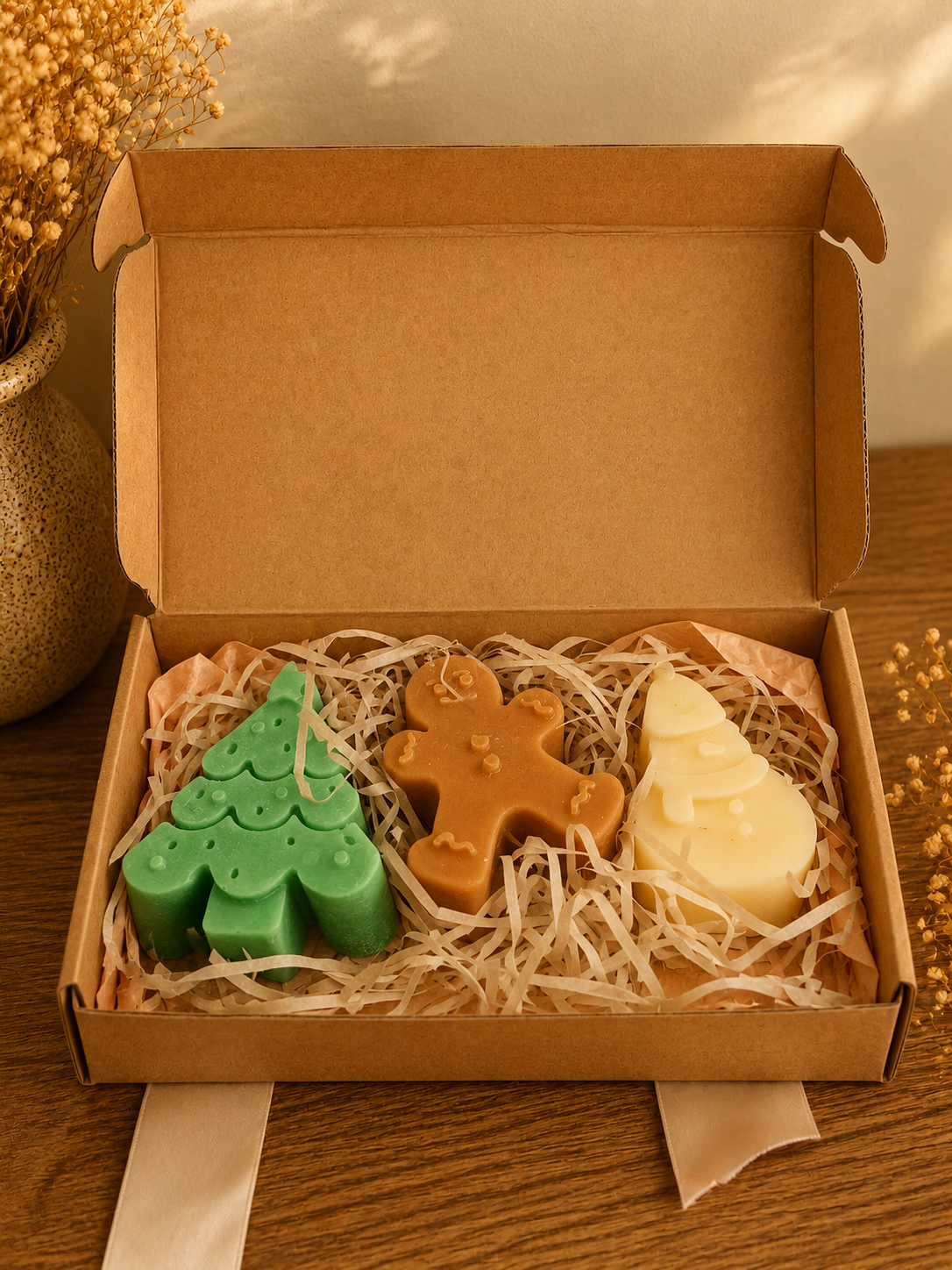 Coffret de bougies moulées artisanales de Noël – Édition limitée ⭐