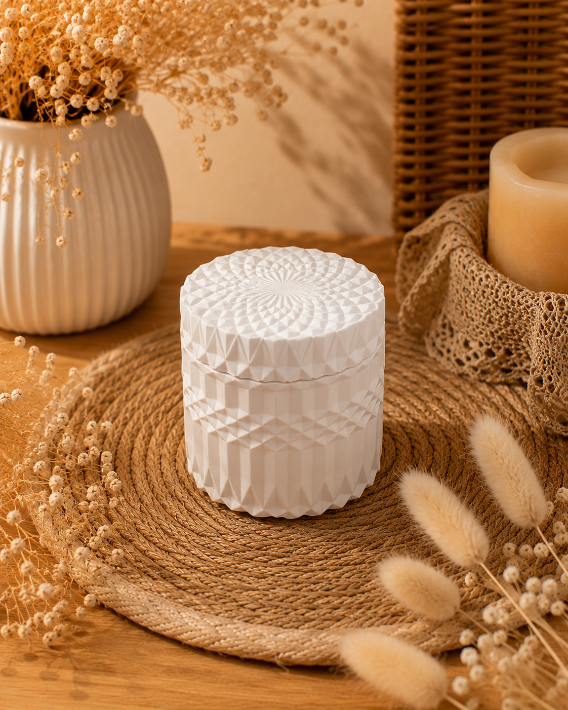 Bougie design parfumée artisanale – Cire d’olive