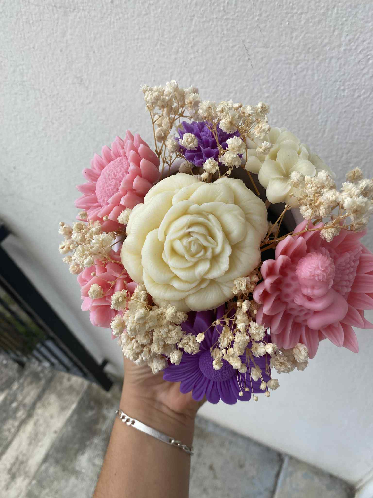 Coffret de bouquet de fleurs modèle ange