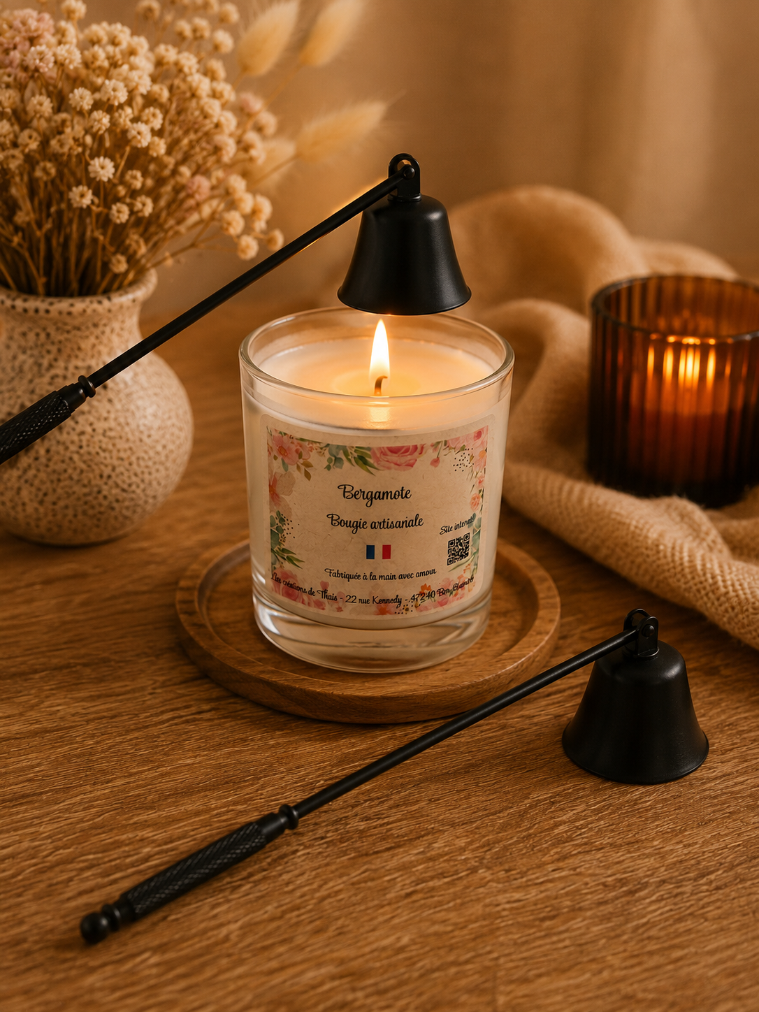 Éteignoir à bougie noir – L’Instant Douceur | Accessoire bougie élégant