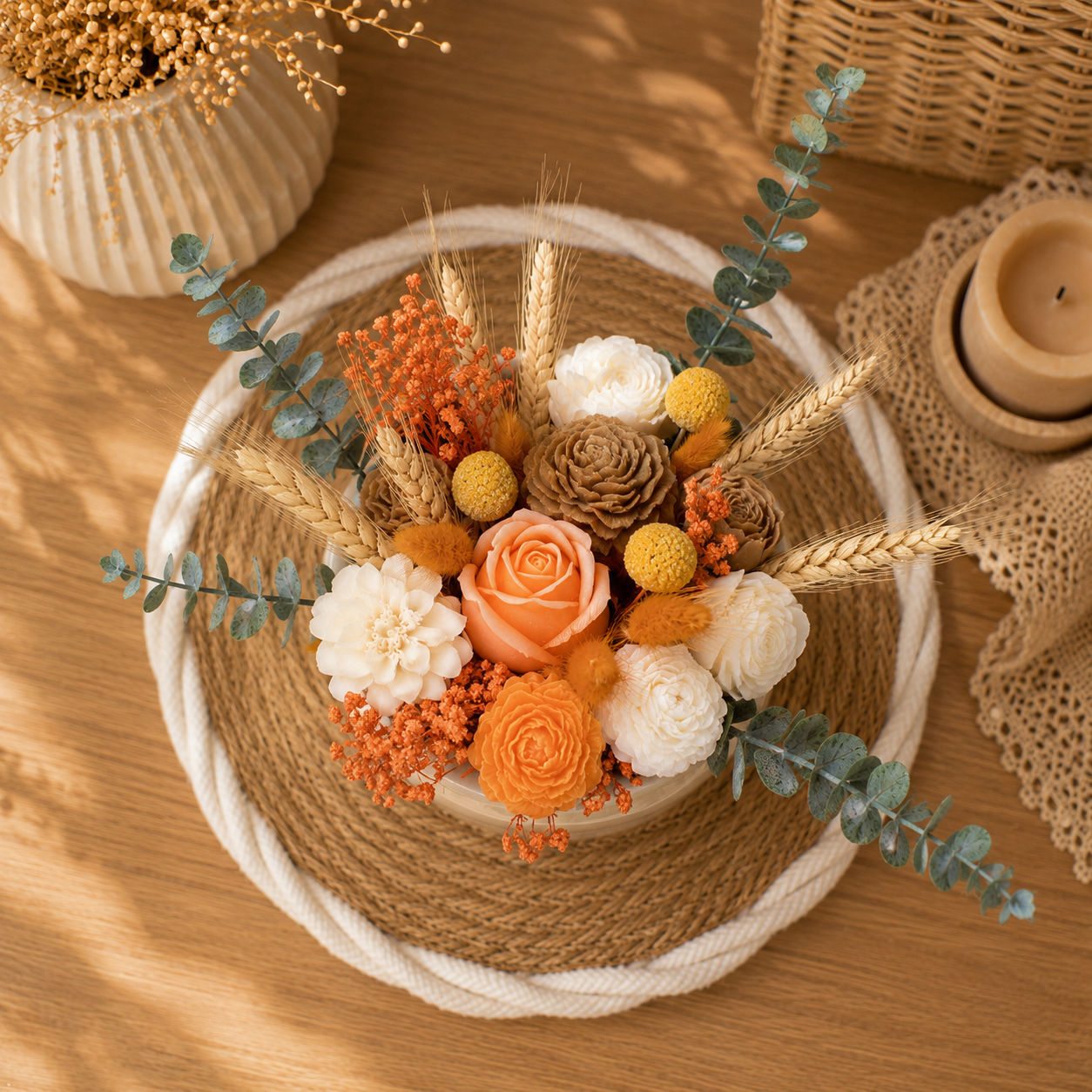 Bouquet de fleurs parfumées en cire – Cadeau artisanal durable