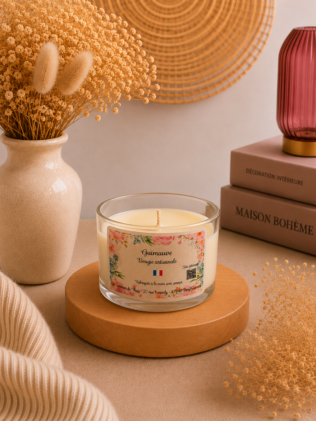 Bougie parfumée artisanale Guimauve - 130g – Cire d’olive & Parfums de Grasse