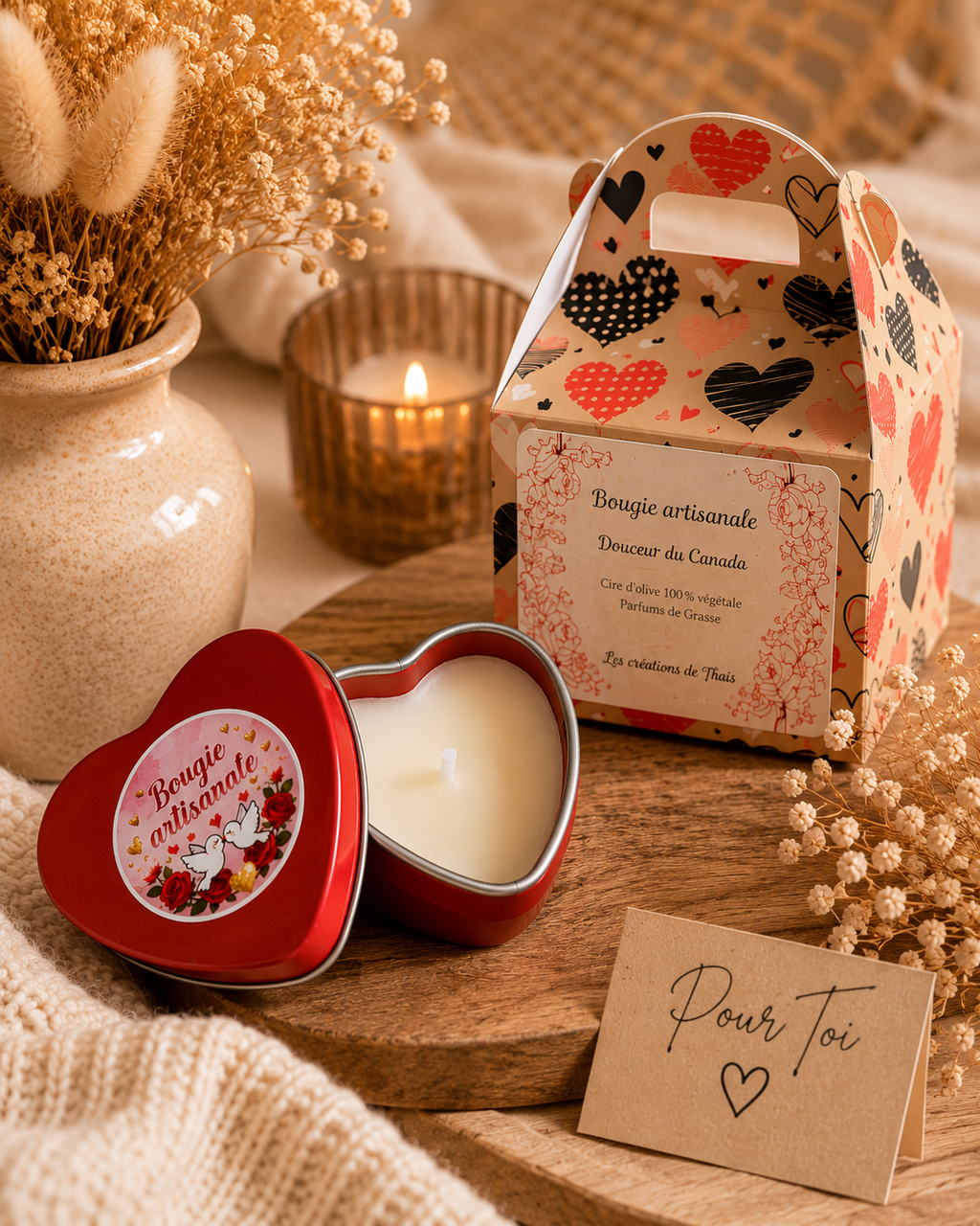✨ Bougie Cœur parfumée artisanale – Petit cadeau à offrir