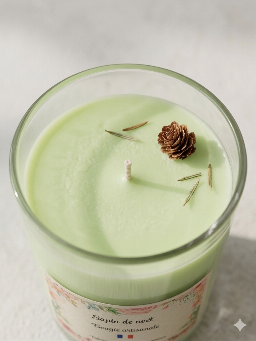 Bougie parfumée artisanale Sapin de Noël - 150g – Cire d’olive & Parfums de Grasse