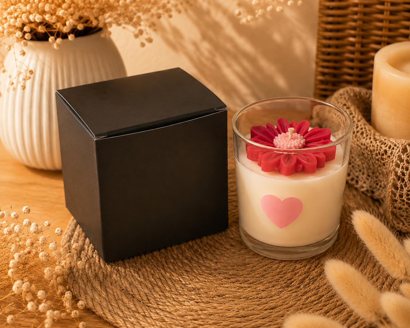 Bougie décorative Marguerite – Cire d’olive artisanale