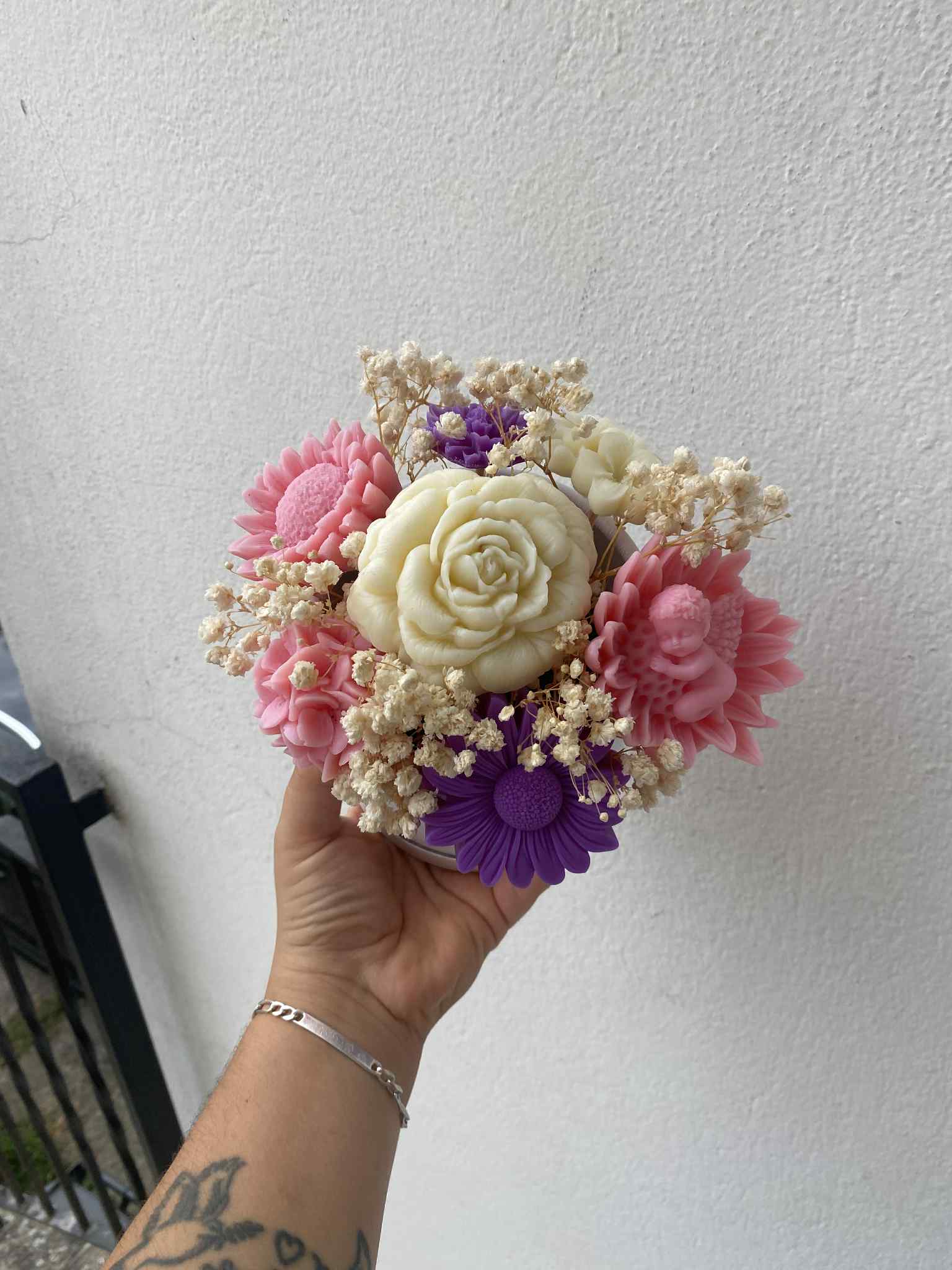 Coffret de bouquet de fleurs modèle ange