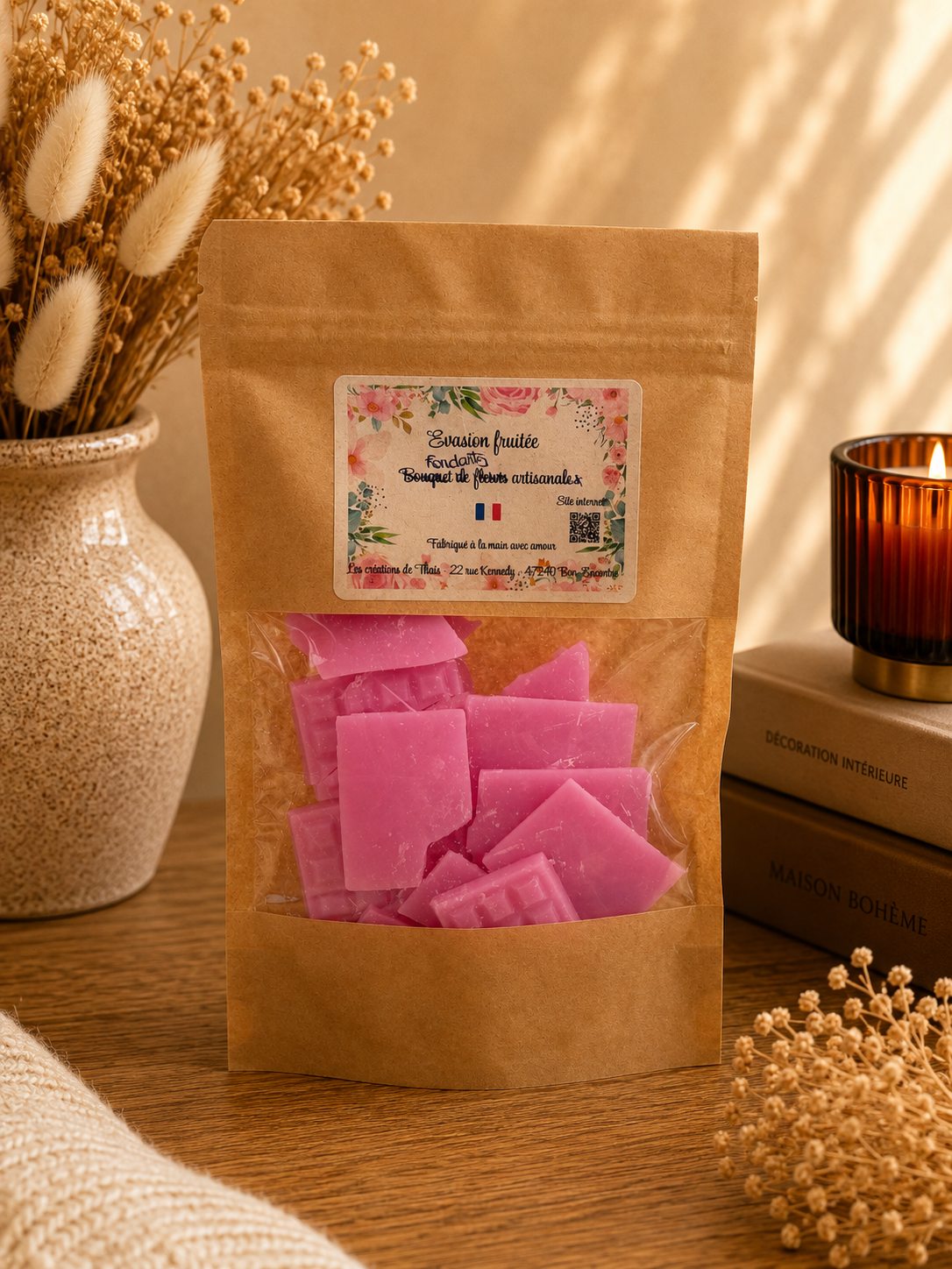 Fondants parfumés artisanaux tablette de chocolat - Évasion fruité– Cire d’olive & Parfums de Grasse