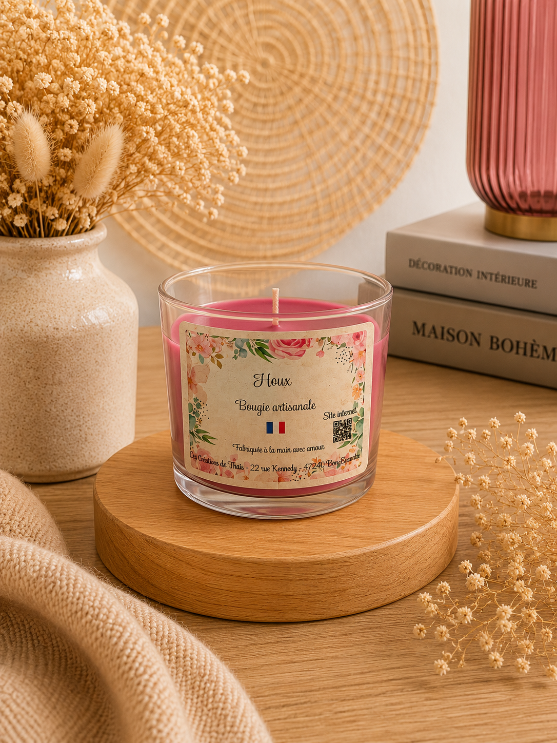 Bougie parfumée artisanale houx- 130g – Cire d’olive & Parfums de Grasse