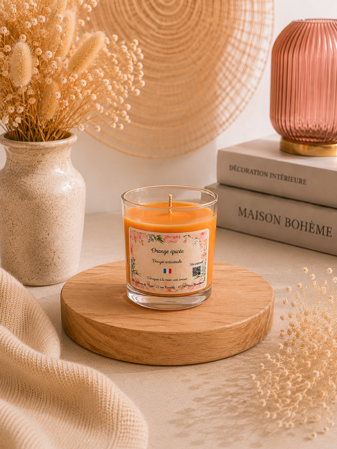 Bougie parfumée 70g – Petite attention artisanale en cire d’olive