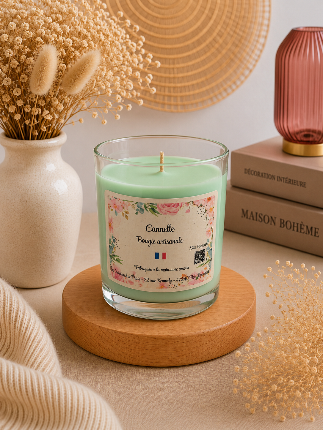 Bougie parfumée artisanale Cannelle - 190g – Cire d’olive & Parfums de Grasse