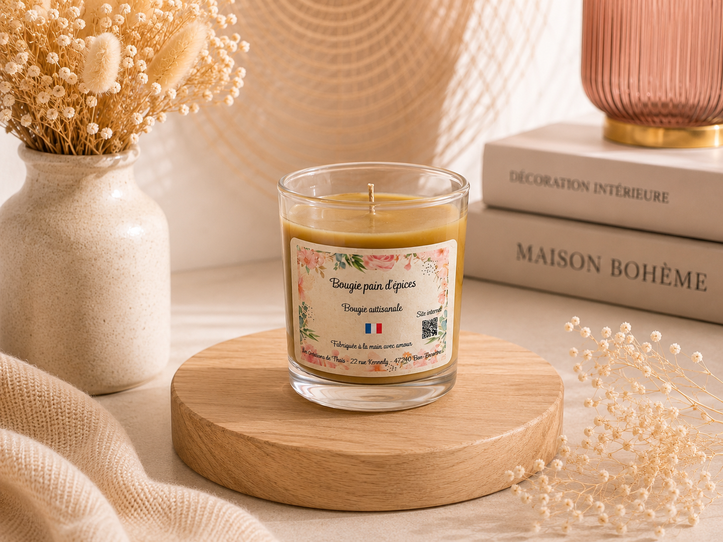 Bougie parfumée artisanale Pain d’épices - 70g – Cire d’olive & Parfums de Grasse