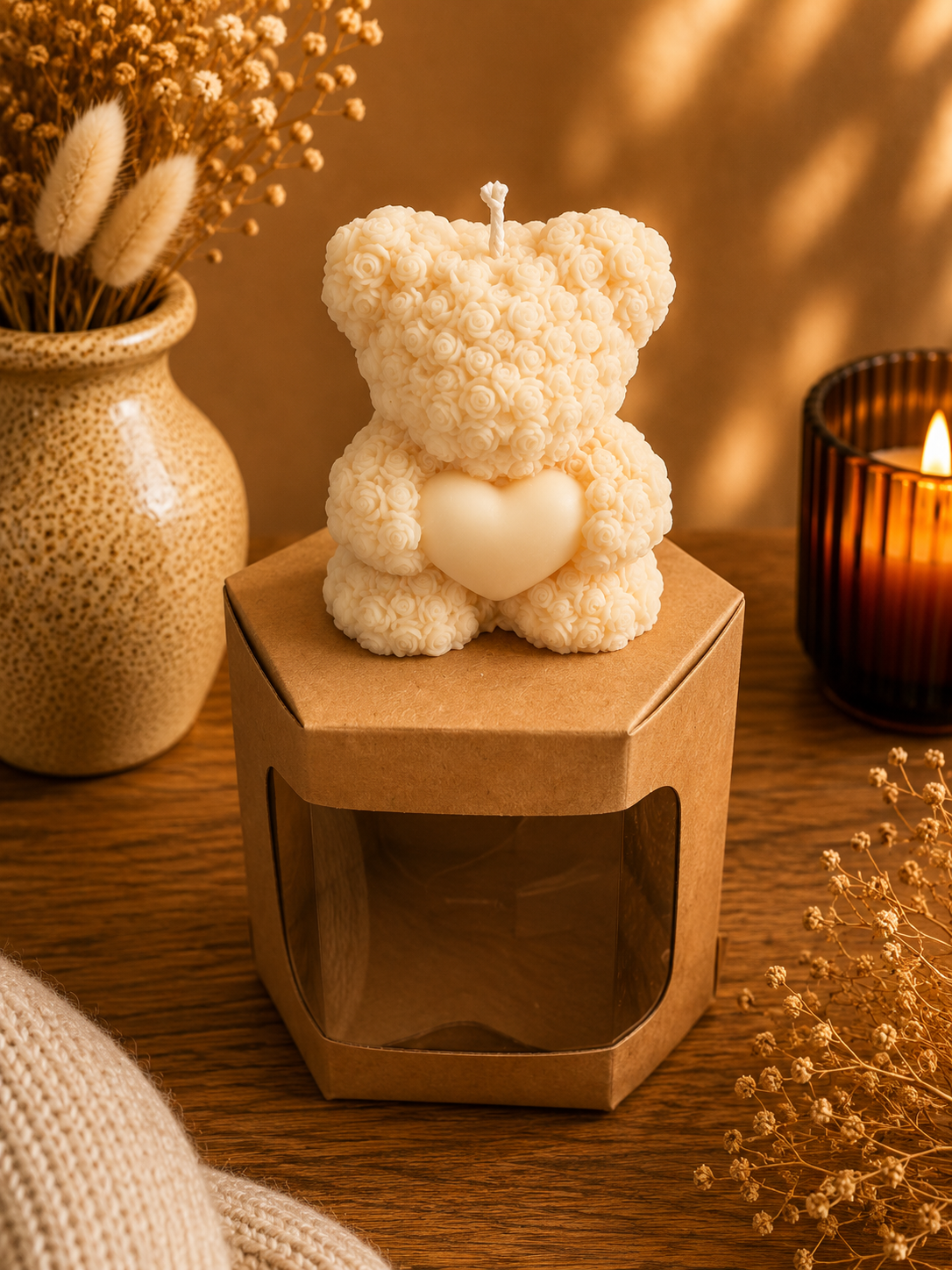 Bougie décorative Grand nounours en cire d’olive – Fabrication artisanale - Spéculos