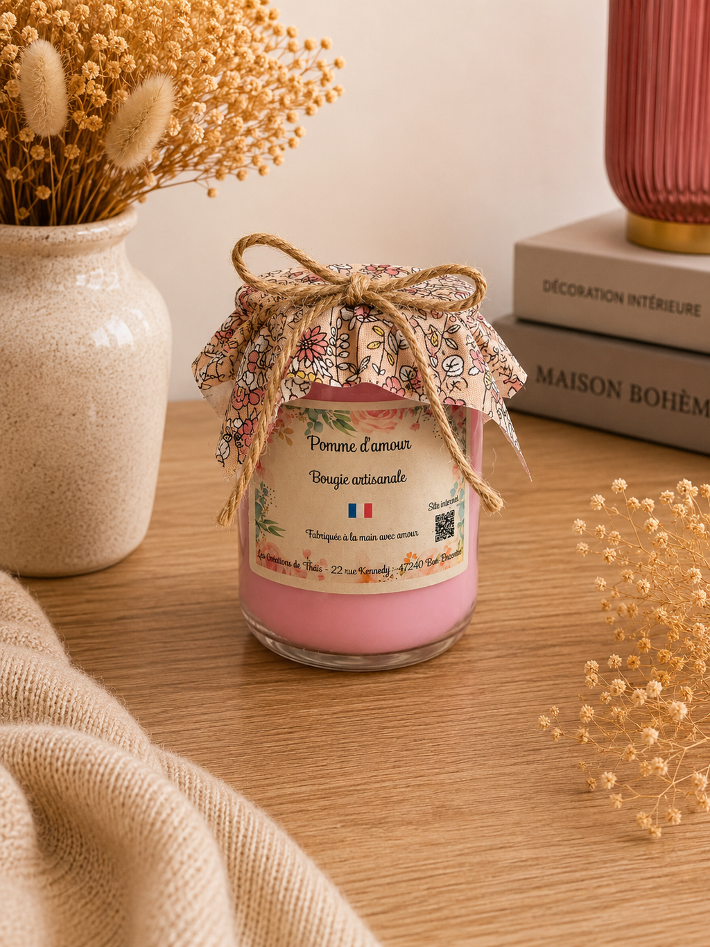 Bougie parfumée artisanale recyclé personnalisable 165g – Cire d’olive & Parfums de Grasse