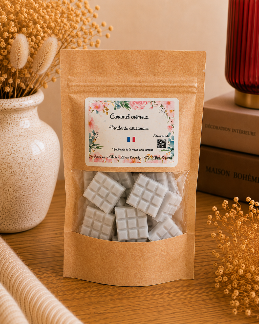 Fondants parfumés artisanaux tablette de chocolat – Cire d’olive & Parfums de Grasse