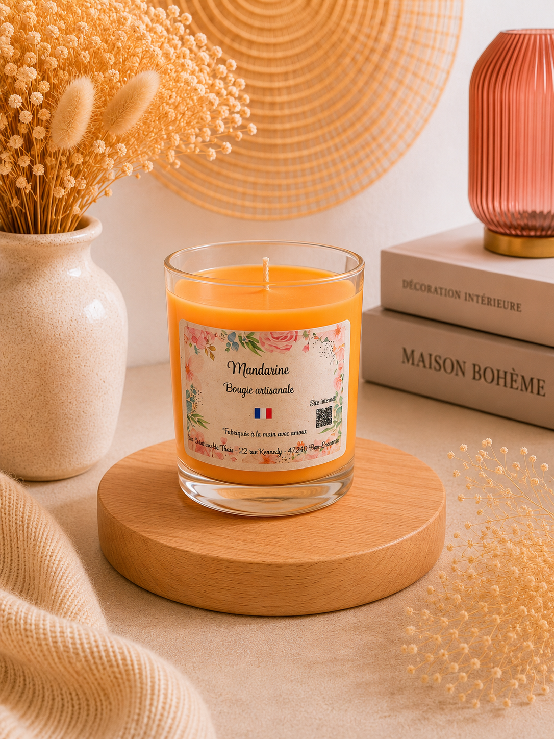 Bougie parfumée artisanale Mandarines - 150g – Cire d’olive & Parfums de Grasse