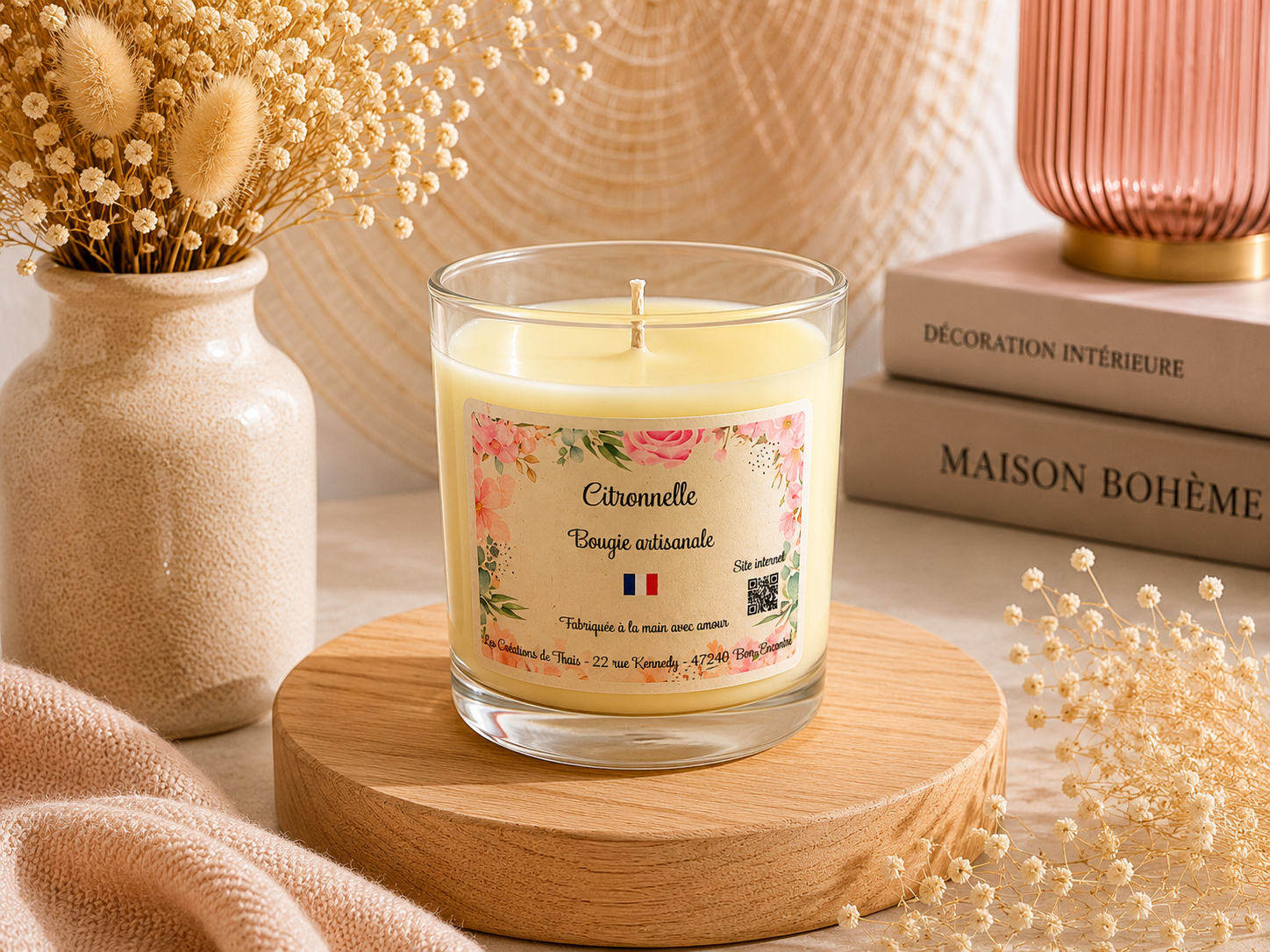 Bougie parfumée artisanale Citronnelle - 190g – Cire d’olive & Parfums de Grasse