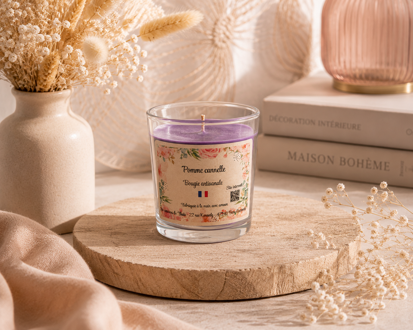 Bougie parfumée artisanale Pomme cannelle - 70g – Cire d’olive & Parfums de Grasse