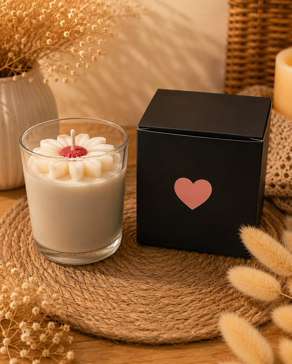Bougie décorative Marguerite – Cire d’olive artisanale