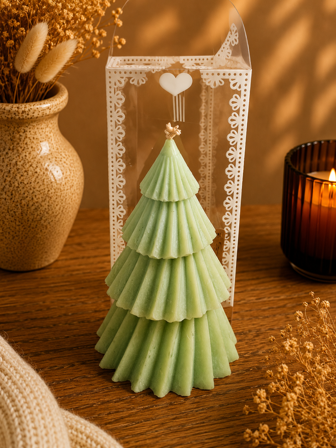 Bougie décorative Grand sapin en cire d’olive – Fabrication artisanale - Sapin de Noël
