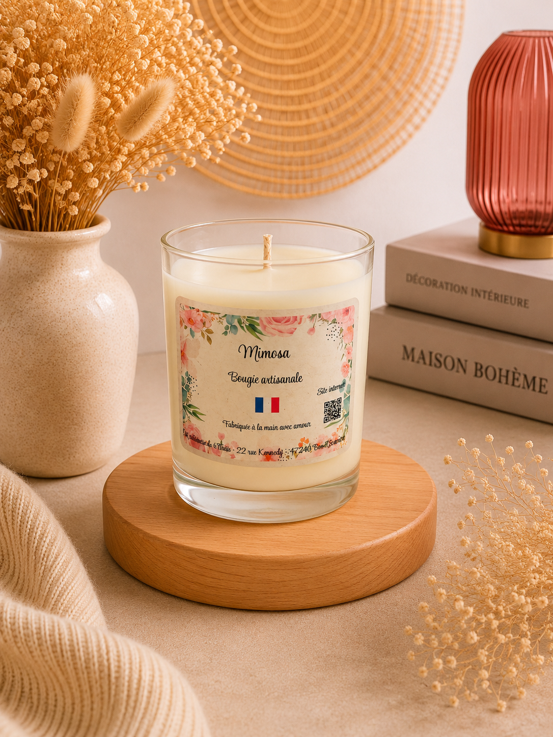 Bougie parfumée artisanale Mimosa - 150g – Cire d’olive & Parfums de Grasse