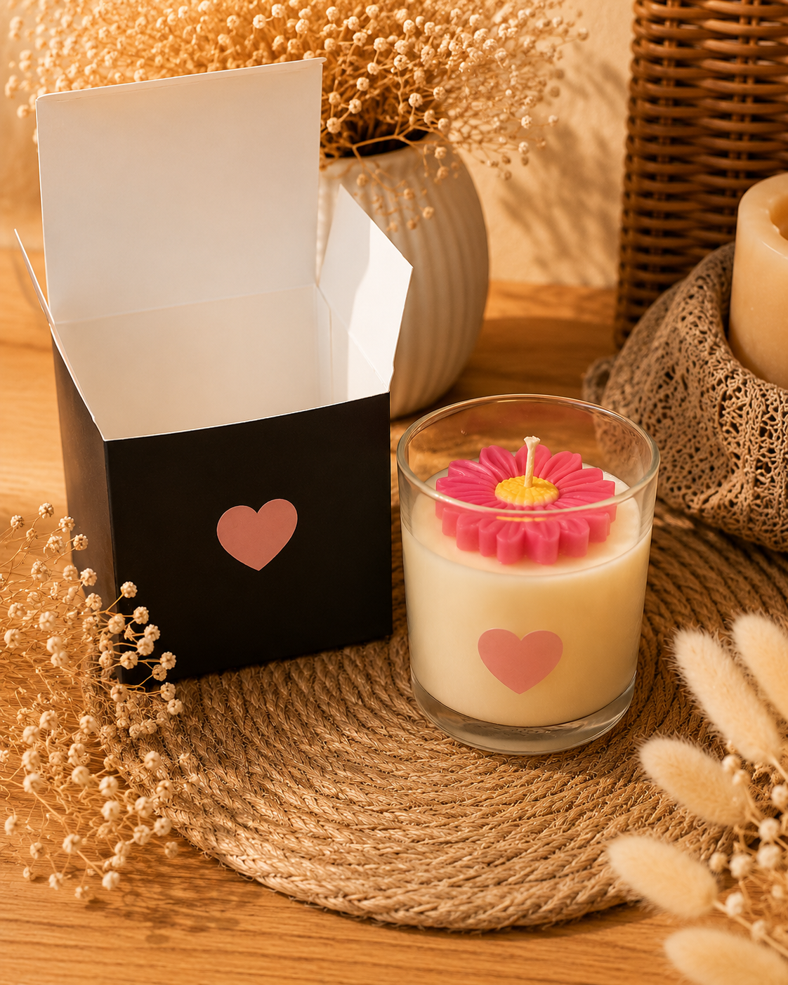 Bougie décorative Marguerite – Cire d’olive artisanale