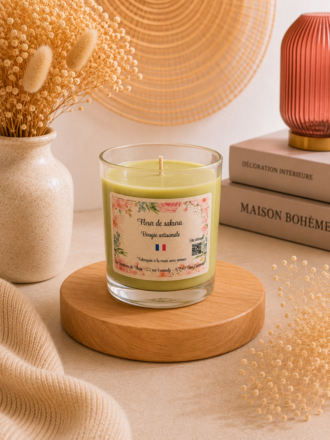 Bougie parfumée artisanale Fleur de Sakura - 150g – Cire d’olive & Parfums de Grasse