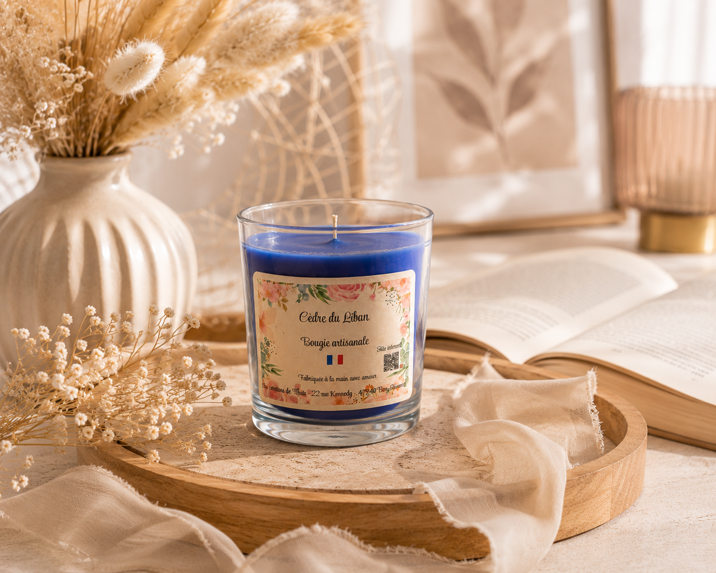 Bougie parfumée artisanale Cèdre du Liban - 150g – Cire d’olive & Parfums de Grasse