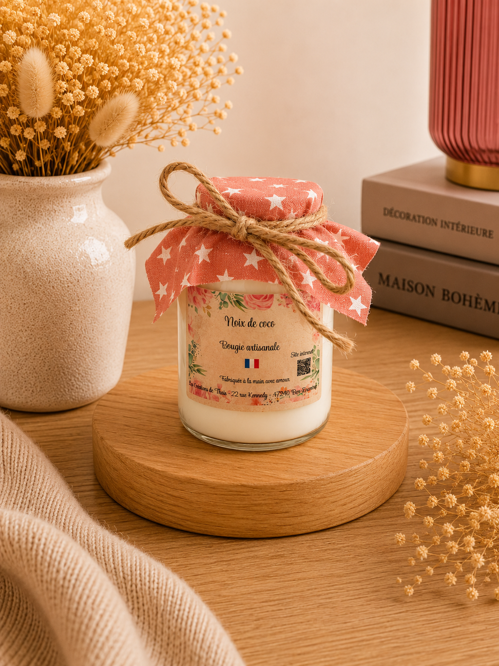 Bougie parfumée artisanale recyclé personnalisable 165g – Cire d’olive & Parfums de Grasse