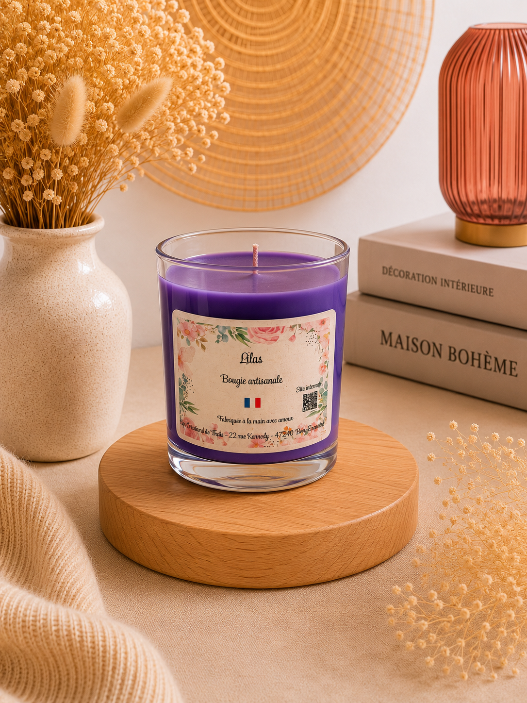 Bougie parfumée artisanale Lilas - 150g – Cire d’olive & Parfums de Grasse