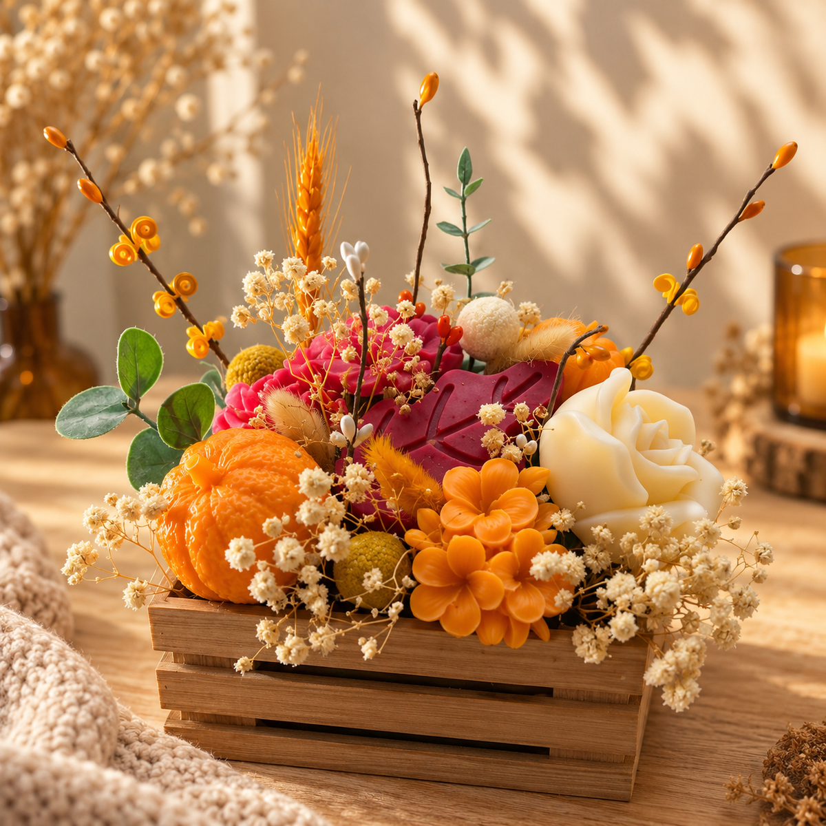 Bouquet en cire parfumée « Éclat d’Automne » – Bonbon démoniaque 🍂