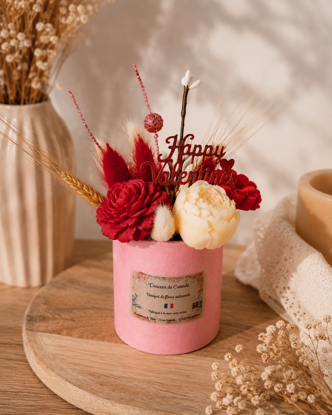 ✨ Mini bouquet de fleurs parfumées en cire d’olive – Cadeau artisanal personnalisé
