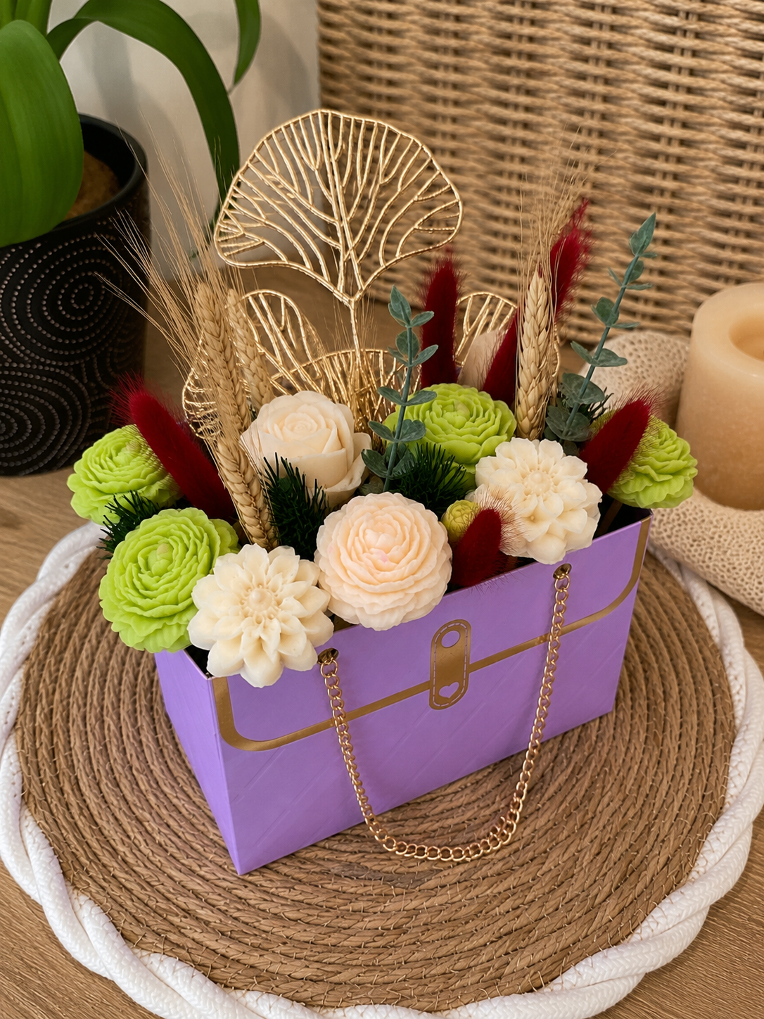 Bouquet de fleurs parfumées en cire – Noix miel