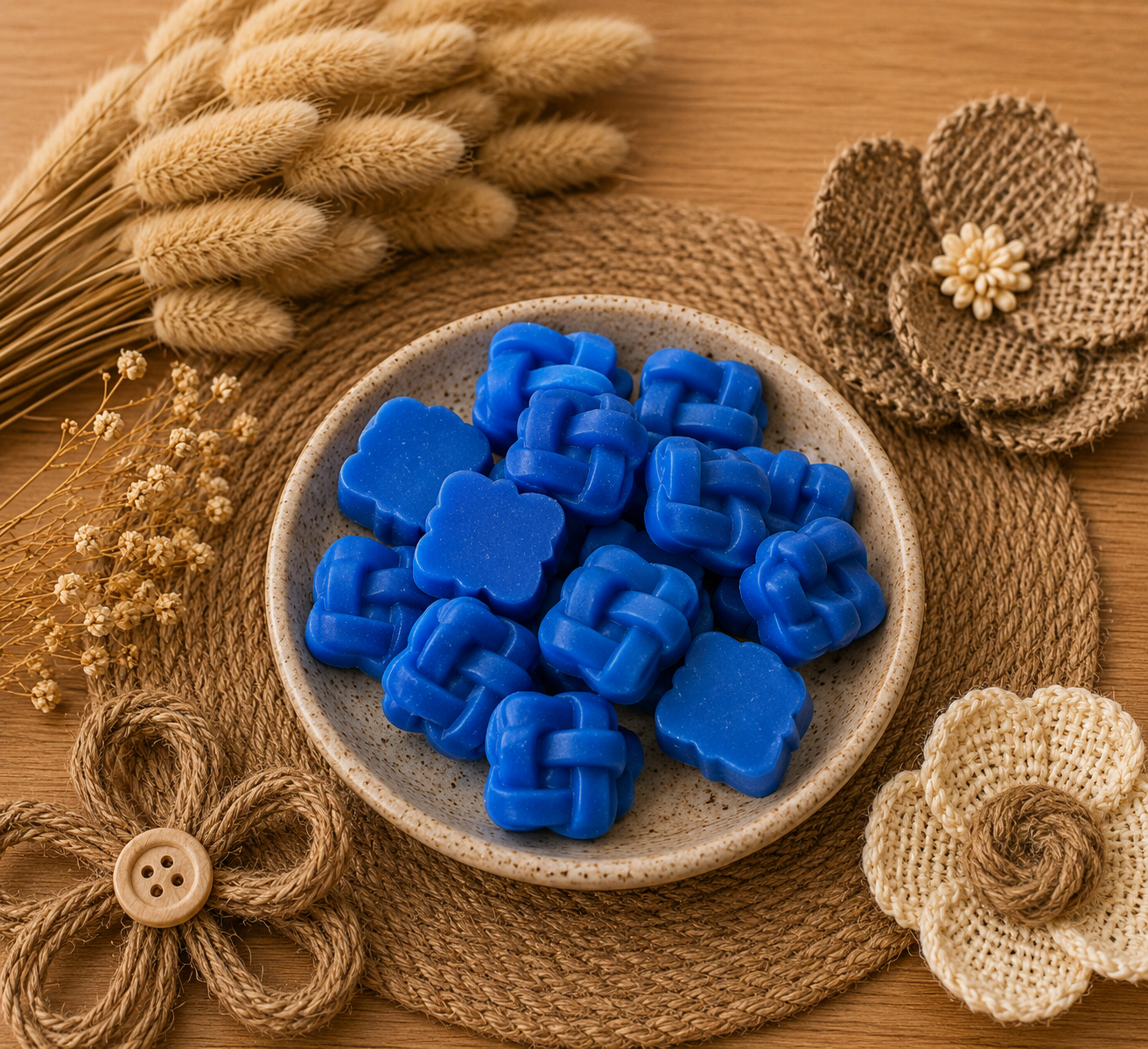 Fondants parfumés artisanaux carrés arrondis – Cire d’olive & Parfums de Grasse