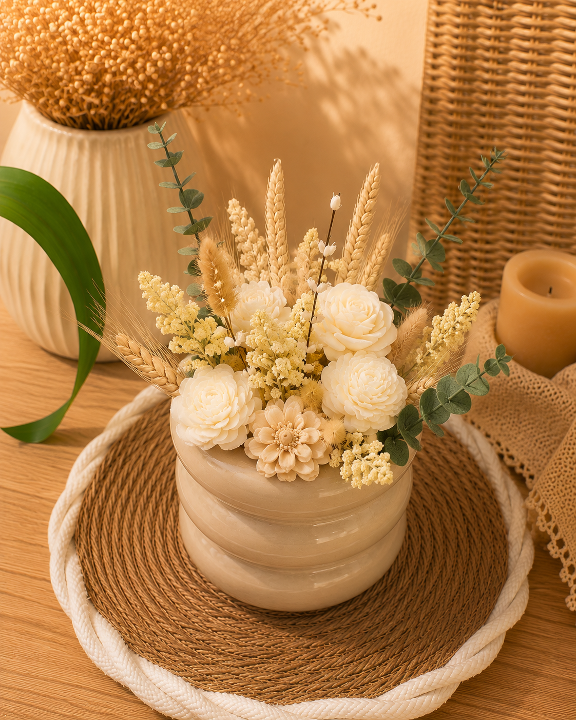 Bouquet de fleurs parfumées en cire – Cadeau artisanal durable