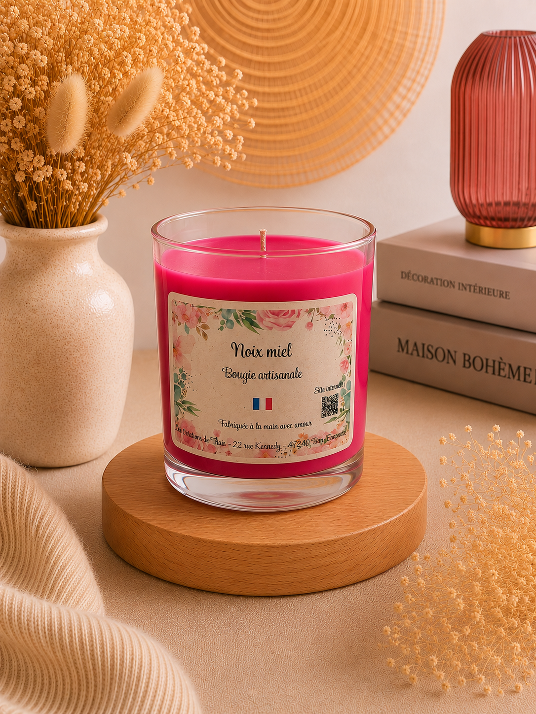 Bougie parfumée artisanale Noix miel - 190g – Cire d’olive & Parfums de Grasse