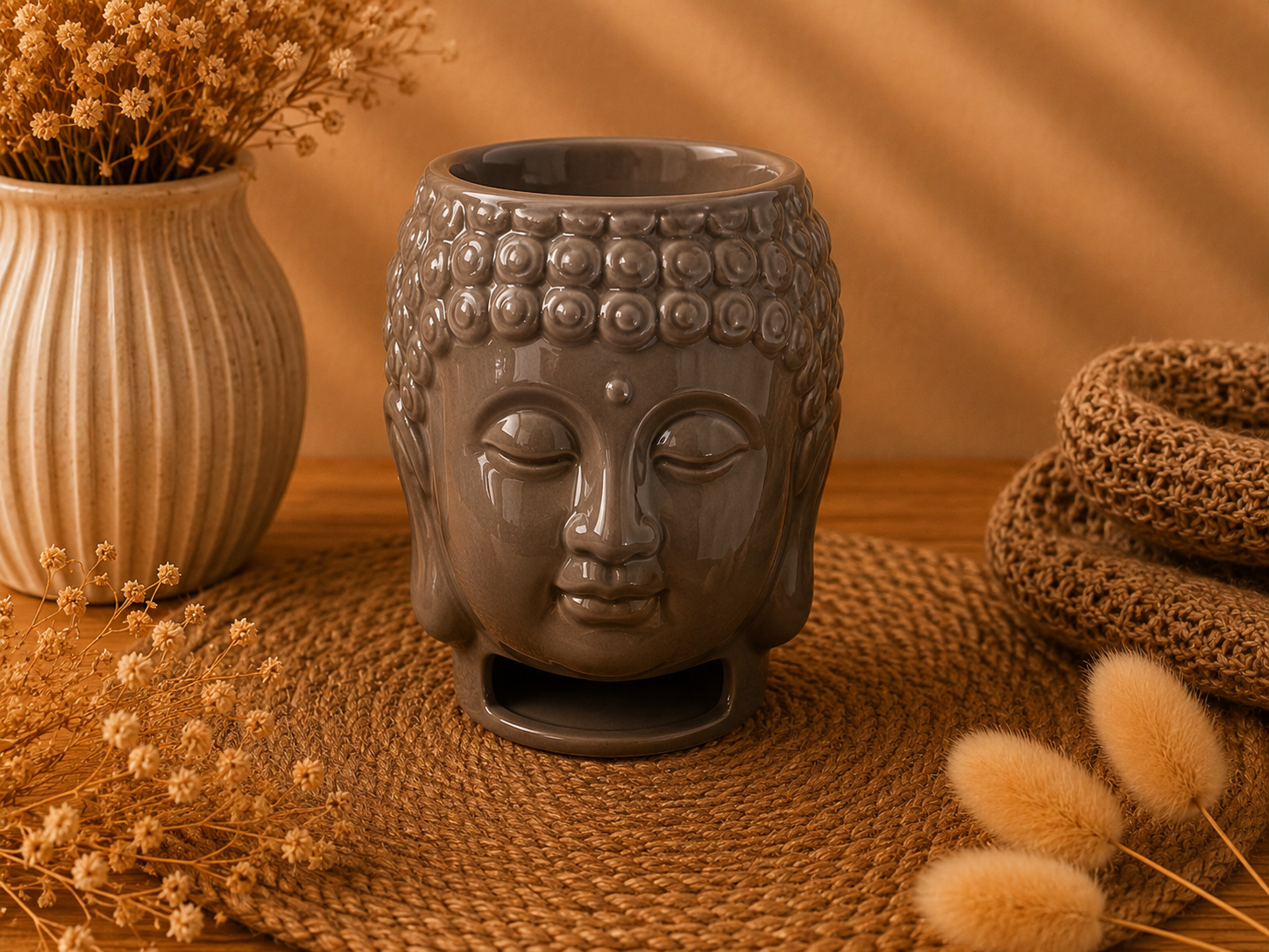 Brûleur à fondants parfumés tête de Bouddha