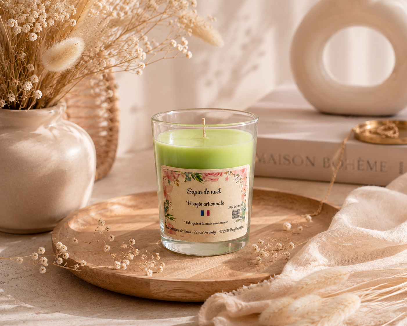 Bougie parfumée artisanale Sapin de Noël - 150g – Cire d’olive & Parfums de Grasse
