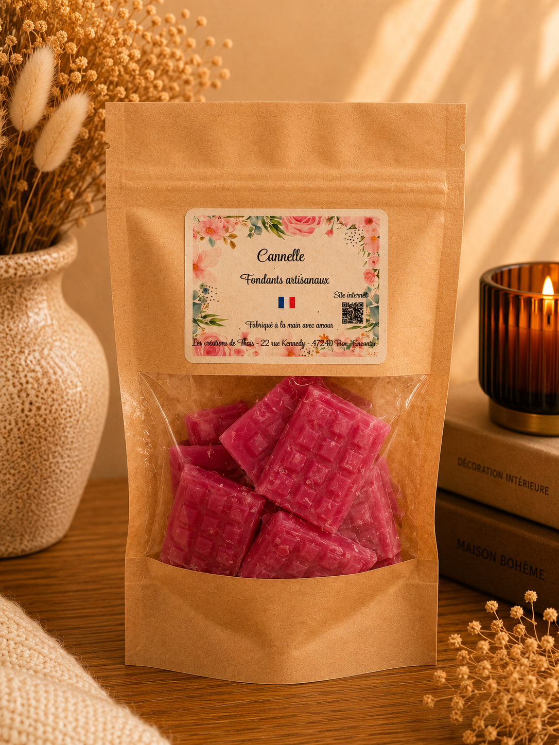 Fondants parfumés artisanaux tablette de chocolat - Cannelle – Cire d’olive & Parfums de Grasse