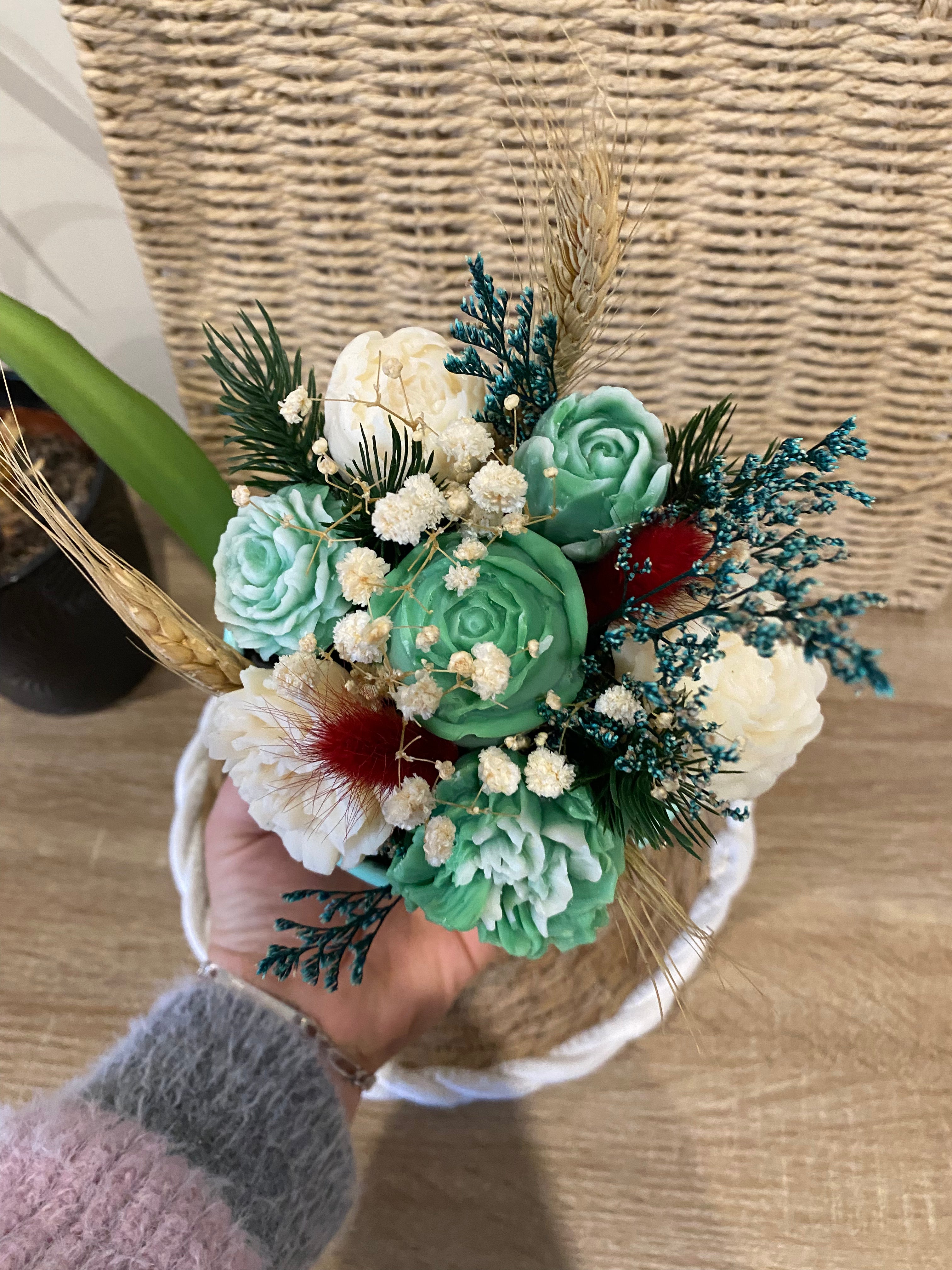 Bouquet de fleurs parfumées en cire – Sapin de Noël