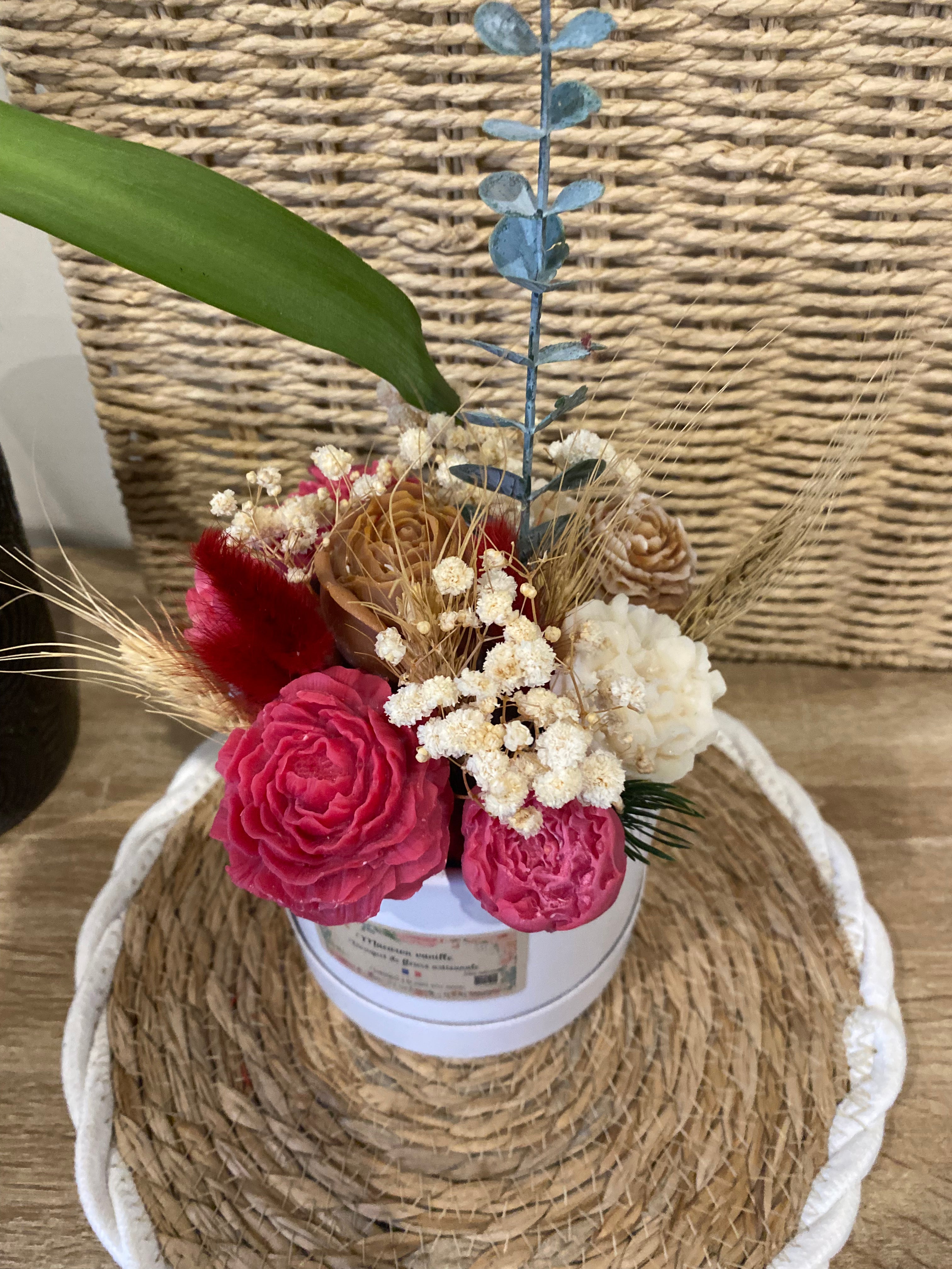 Bouquet de fleurs macaron vanille